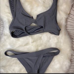 Frankie’s Bikinis Cole Top and Bottom Gray